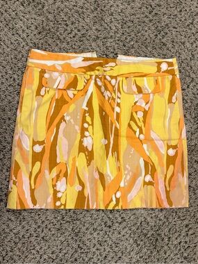 J. Crew Yellow Orange Abstract-Print Mini Skirt